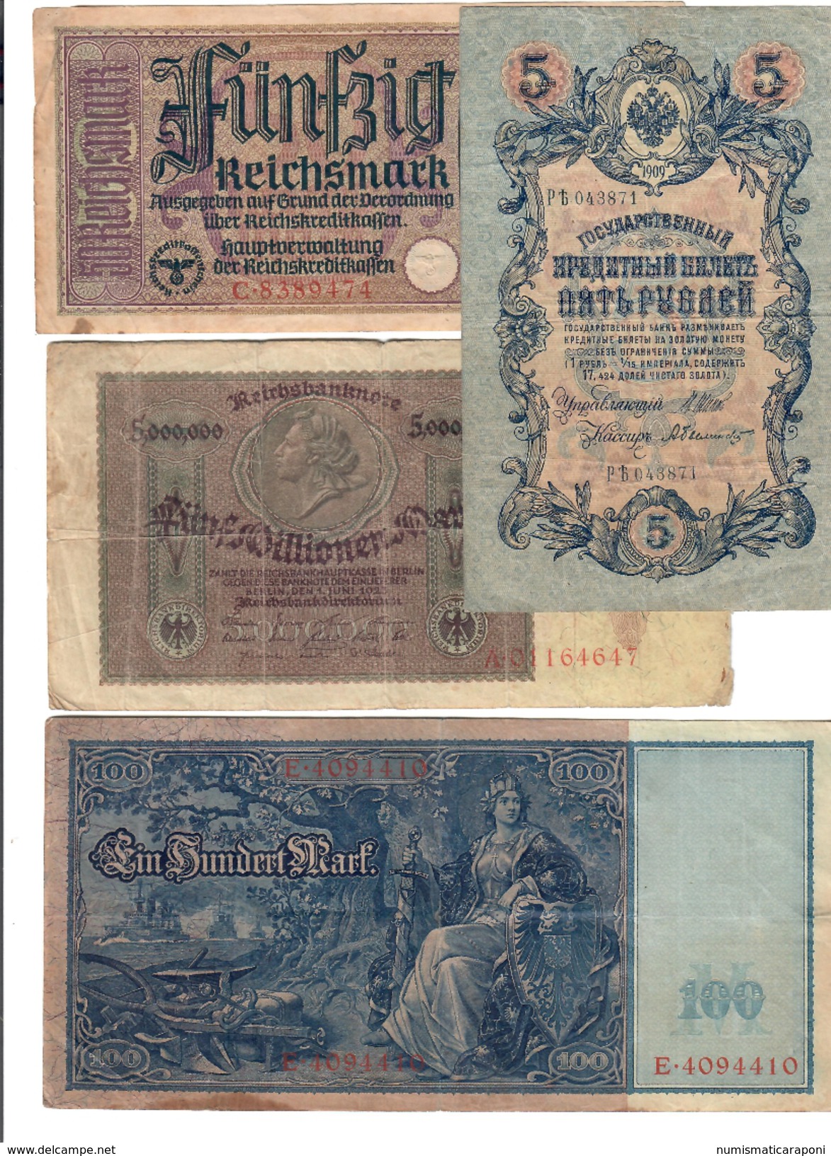 Russia Germania Austria Spagna 7 Banconote Antiche 1902 - 1945  LOTTO 1492 - Rusland