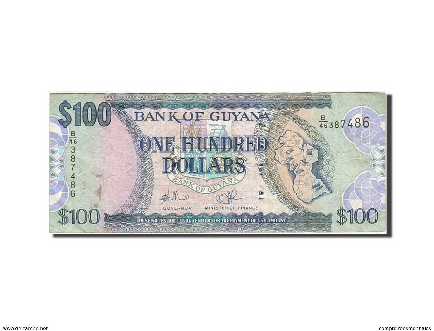 Billet, Guyana, 100 Dollars, 1989-1992, Undated (1989), KM:28, TB - Guyana