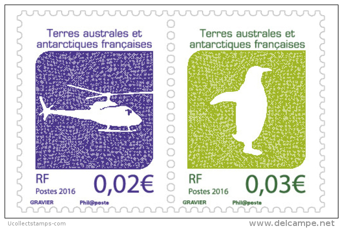 TAAF  2016    Helicopter Pinguin   2w  Setenant  Postfris/mnh/neuf - Ungebraucht