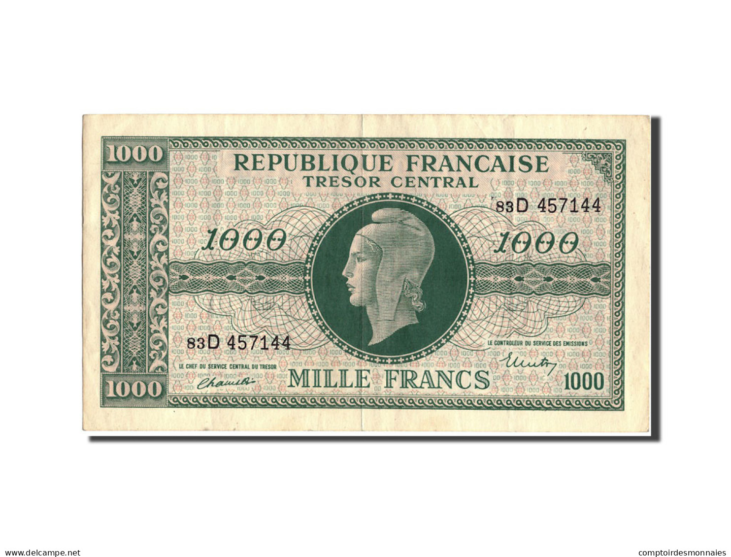 Billet, France, 1000 Francs, 1943-1945 Marianne, 1945, Undated (1945), SUP+ - 1943-1945 Marianna
