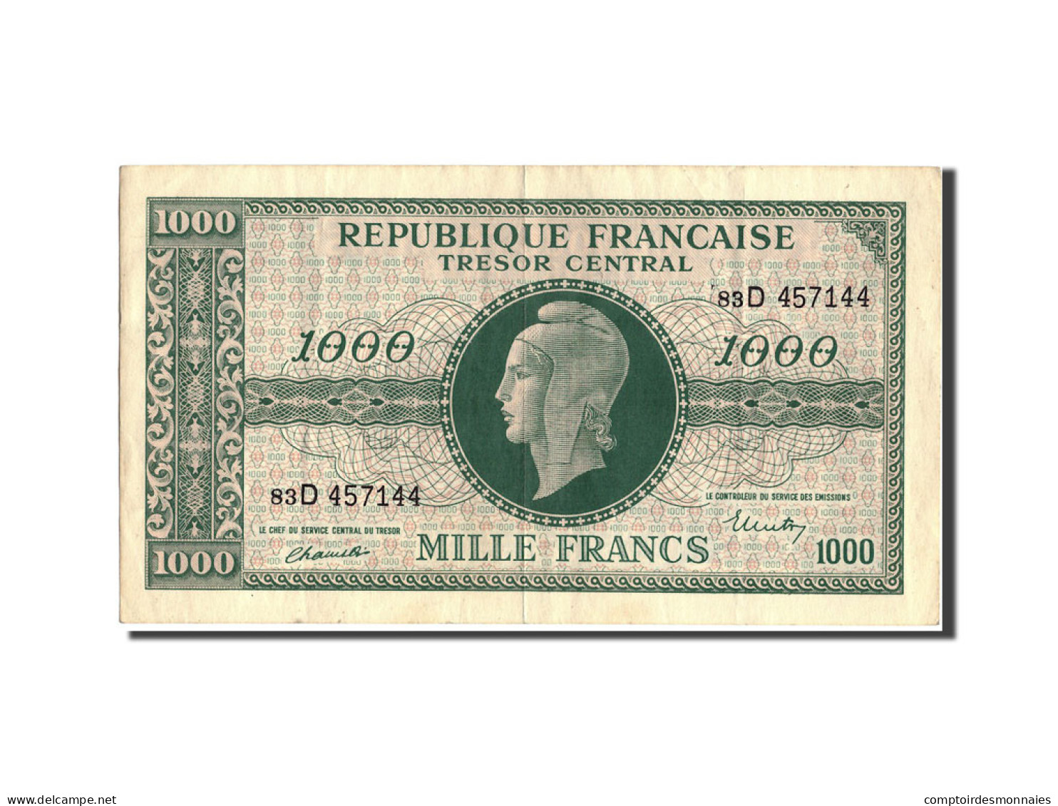 Billet, France, 1000 Francs, 1943-1945 Marianne, 1945, Undated (1945), SUP+ - 1943-1945 Maríanne