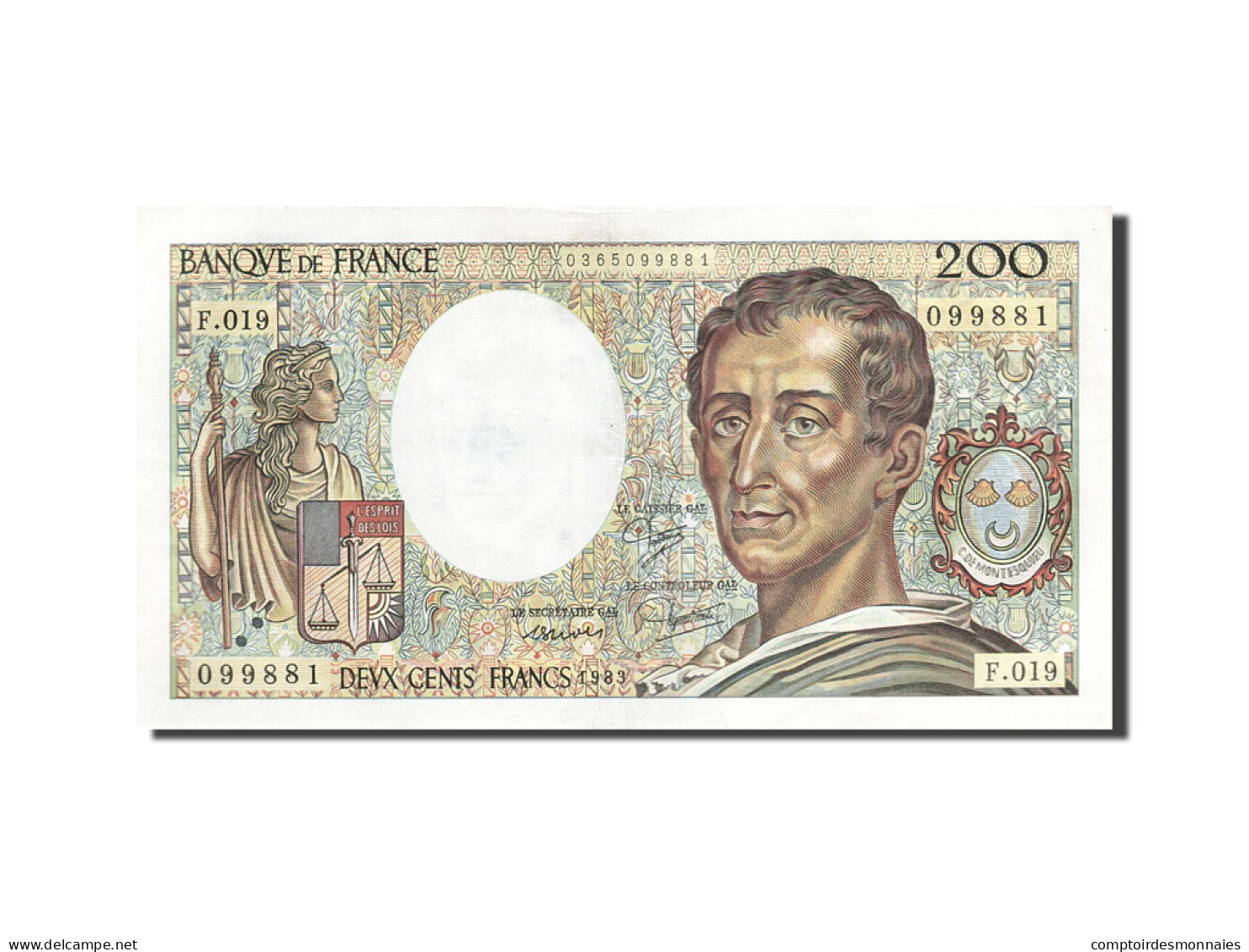 Billet, France, 200 Francs, 1981, 1983, SUP, Fayette:70.3, KM:155a - 200 F 1981-1994 ''Montesquieu''