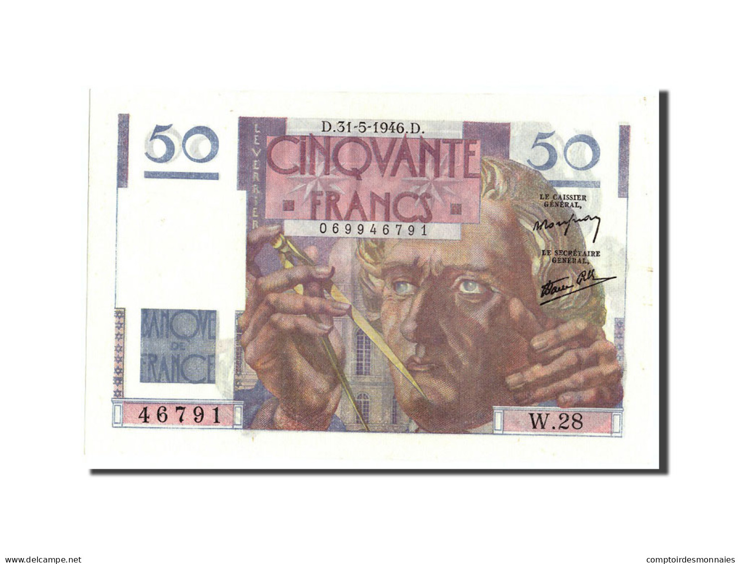 Billet, France, 50 Francs, 50 F 1946-1951 ''Le Verrier'', 1946, 1946-05-31 - 50 F 1946-1951 ''Le Verrier''