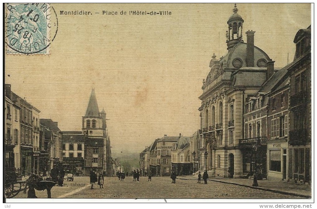 MONTDIDIER , Place De L' Hôtel De Ville , 1907 , CPA ANIMEE - Montdidier
