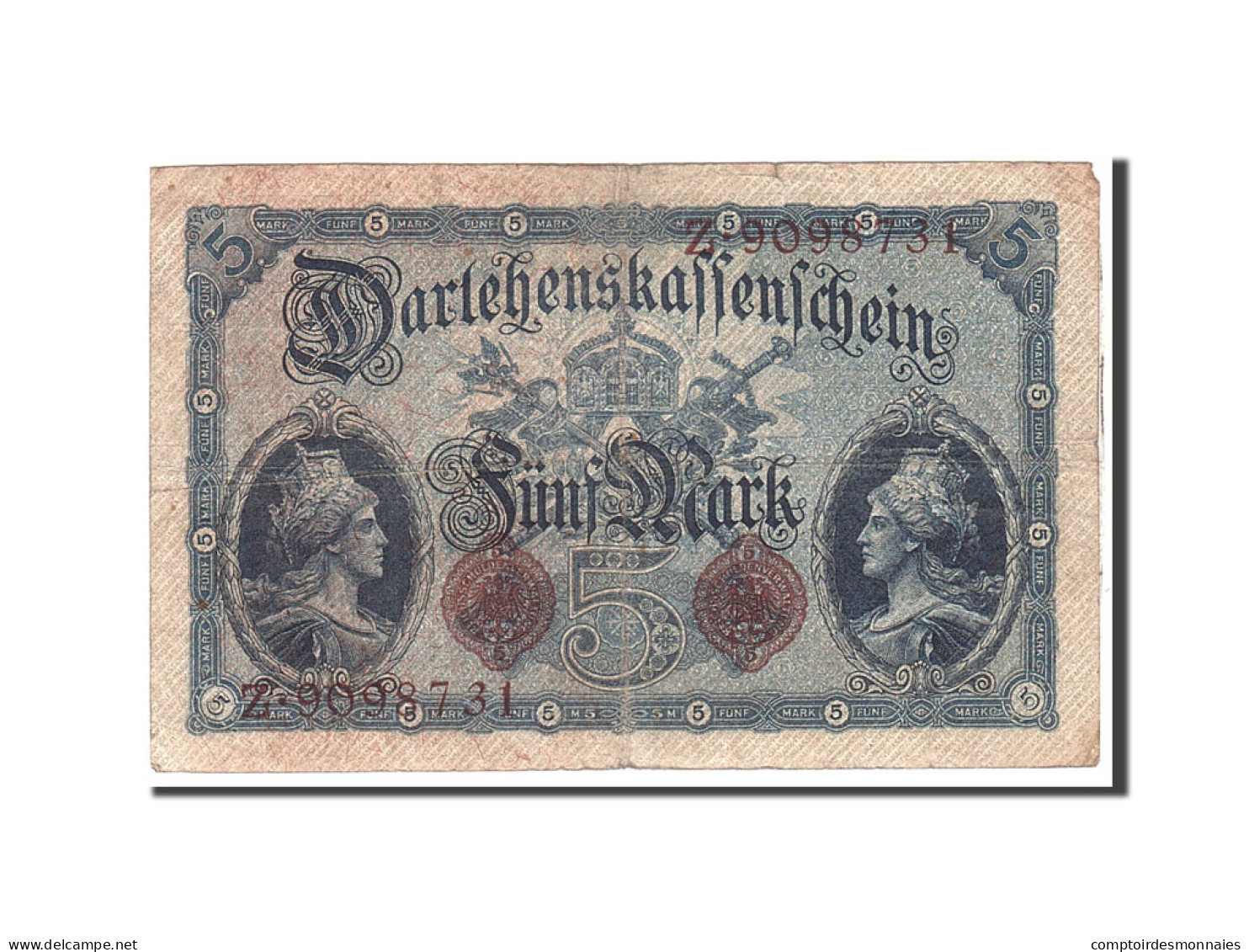 Billet, Allemagne, 5 Mark, 1914, 1914-08-05, KM:47b, TB - 5 Mark