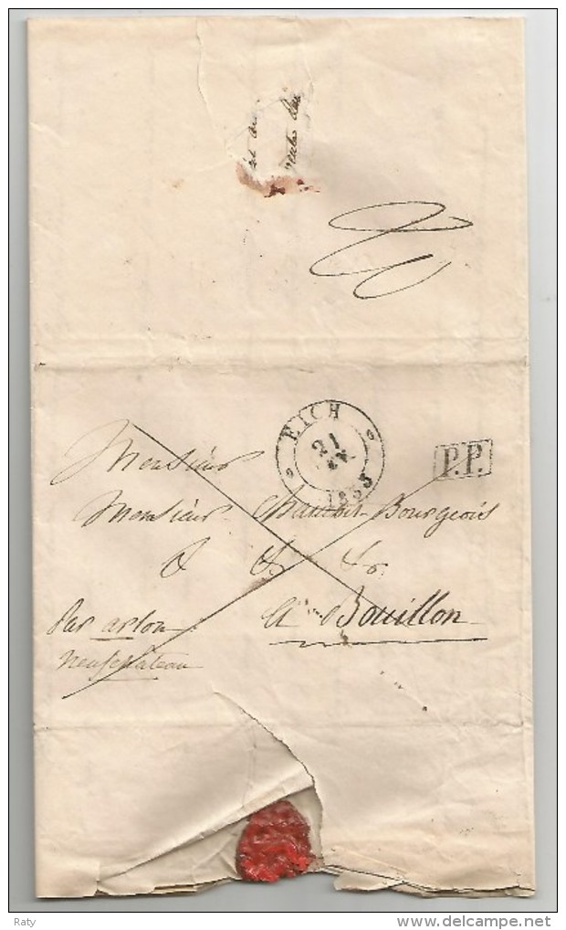 Lettre Complète De EICH P.P.  Du 21 Février 1833 . Luxembourg. - ...-1852 Préphilatélie