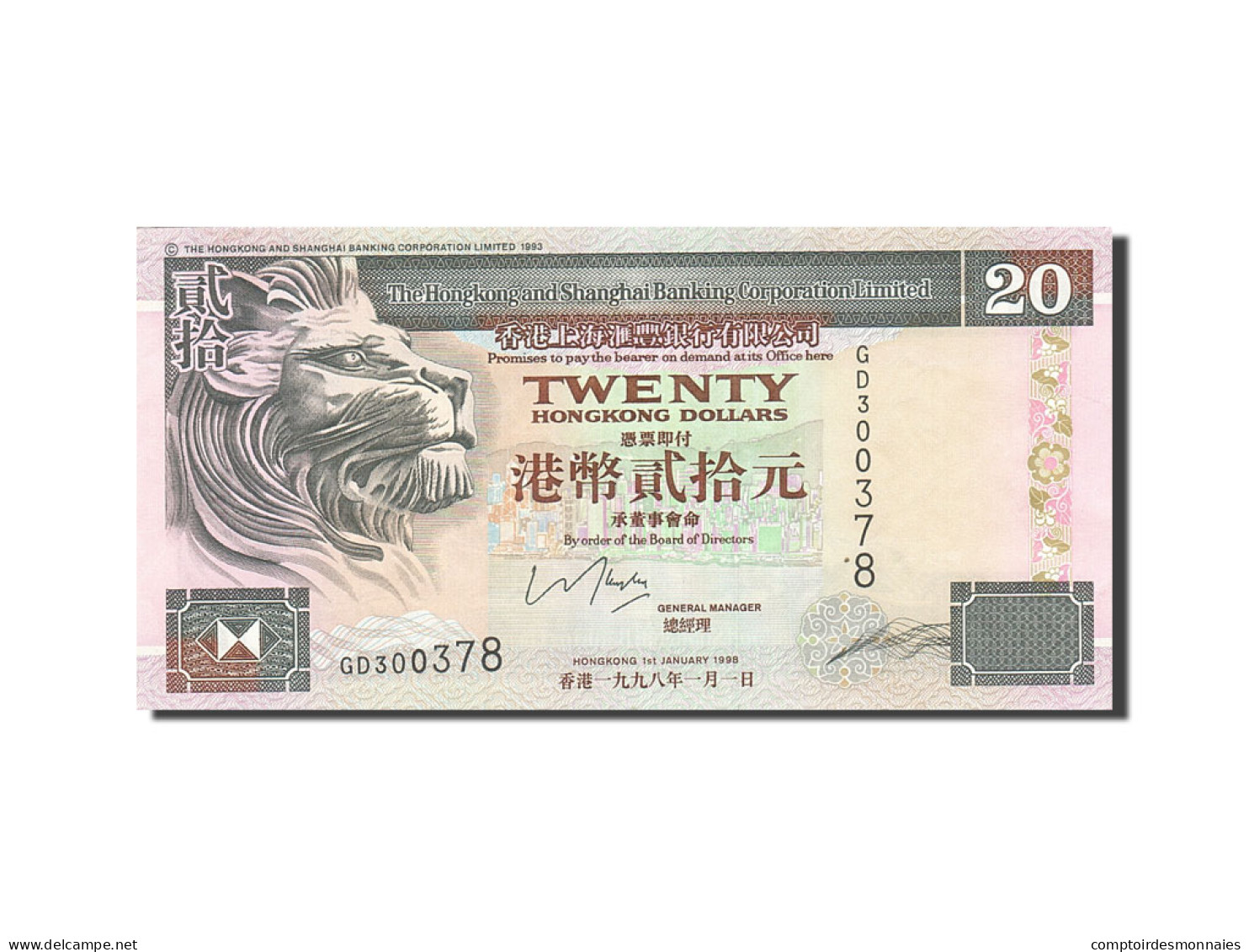 Billet, Hong Kong, 20 Dollars, 1993-1995, 1998-01-01, KM:201d, SPL - Hongkong