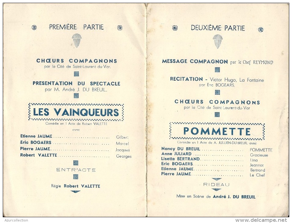THEATRE COLOMBES D'OR +CAGNES.  COMPAGNONS DE FRANCE 1941 - Programme