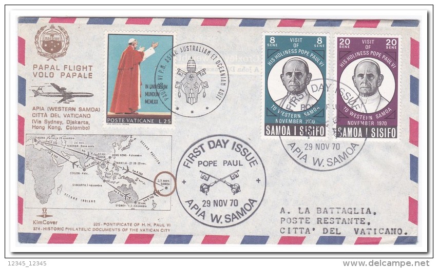 Samoa I Sisifo To Vatican, Flight Letter, Papal Flight - Samoa