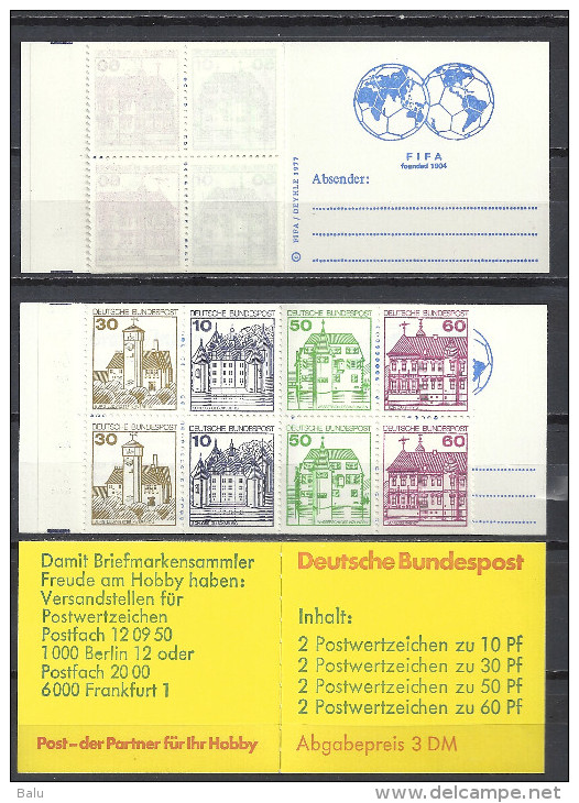 Deutschland Bund 1980 Markenheftchen MH 23 D ** (H-Bl. 28) Burgen Und Schlösser - Reklame: FIFA. Top Qualität - Sonstige & Ohne Zuordnung