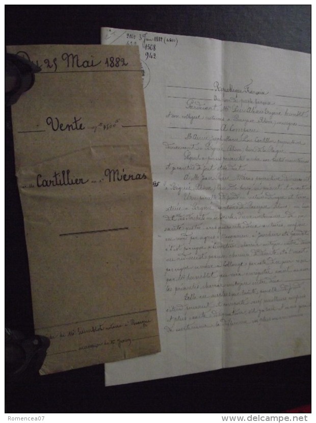 BEAUJEU (Rhône) - ACTE De VENTE De J. Cartillier De REGNIE à J.-P. Méras De REGNIE - 25 Mai 1882 - A Voir ! - Manuscripts