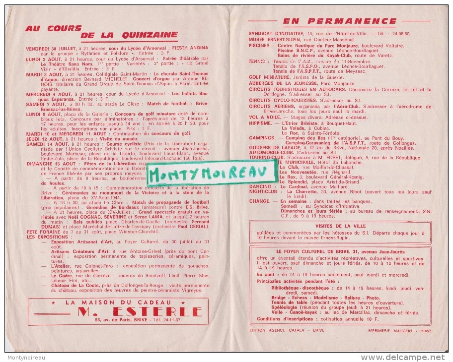 Vieux Papier : Corrèze Brive  , Brochure  1971   Syndicat  D   Initiative - Non Classés