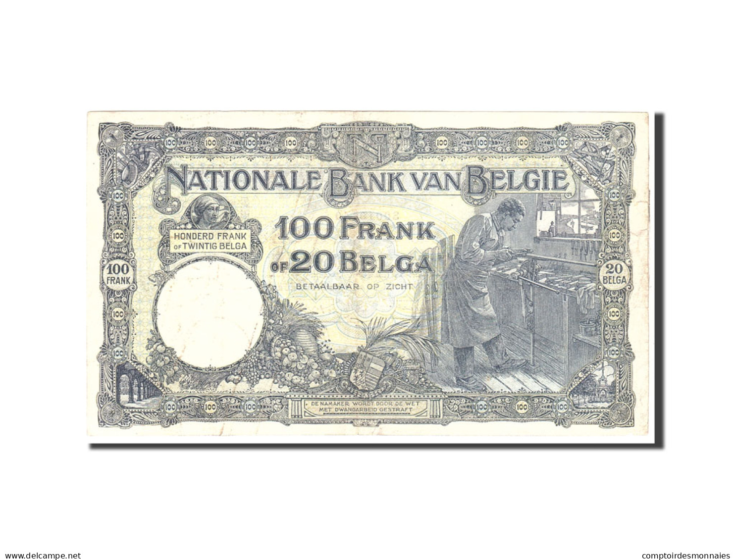 Billet, Belgique, 100 Francs-20 Belgas, 1929, 1929-04-10, KM:102, TTB - 100 Francos & 100 Francos-20 Belgas