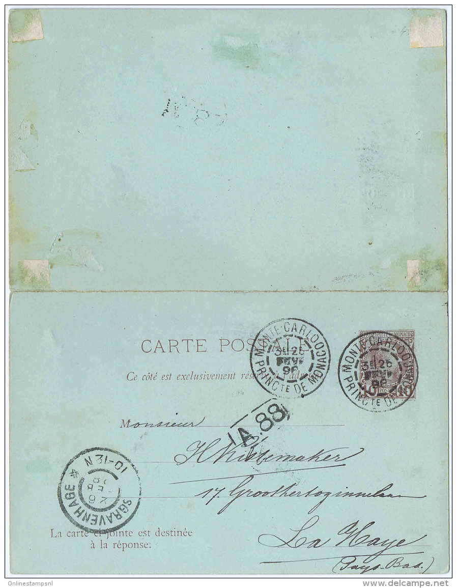 Monaco Carte Postal Mi Nr 5 Used  Some Paper On Back - Postal Stationery