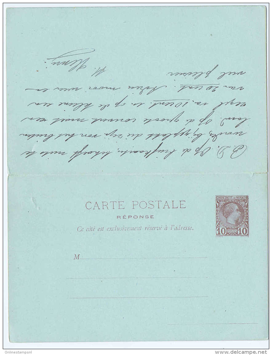 Monaco Carte Postal Mi Nr 5 Used  Some Paper On Back - Postal Stationery