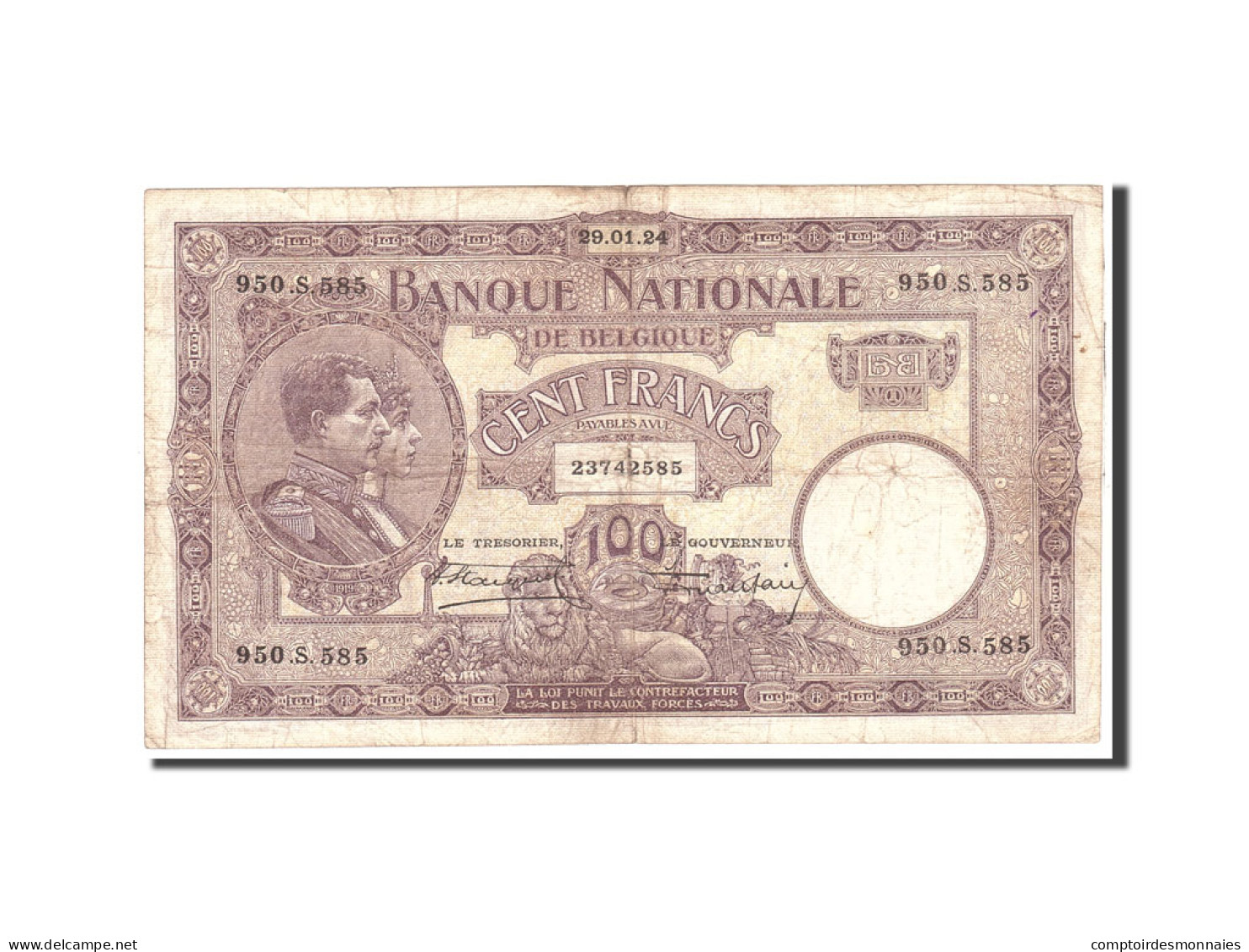 Billet, Belgique, 100 Francs, 1925, 1924-01-29, KM:95, TB - 100 Francs & 100 Francs-20 Belgas