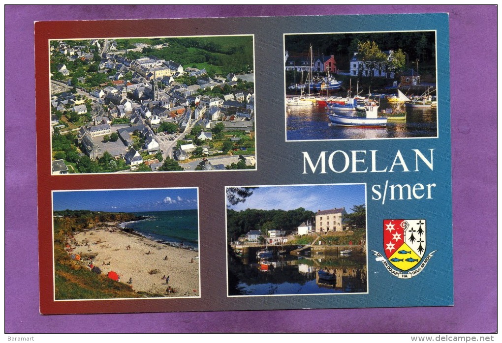 29 MOELAN SUR MER LE BOURG LE PORT DE BELON LA PLAGE DE TRENEZ  LE PORT DE  BRIGNEAU MULTIVUES BLASON - Moëlan-sur-Mer