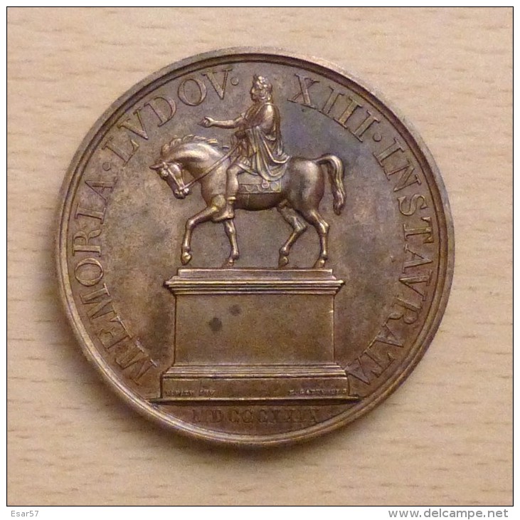 BELLE MEDAILLE LOUIS XVIII ET CHARLES X STATUE EQUESTRE LOUIS XIII 1829 - Other & Unclassified