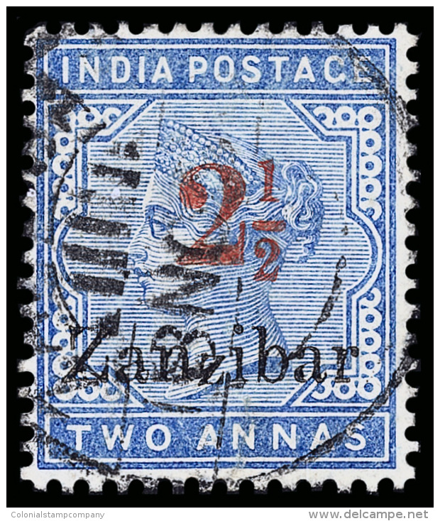 O        31 Var Footnoted (27D) 1896 2&frac12;a On 2a Pale Blue Q Victoria Stamp Of India^, Red Sc Surcharge Type E... - Zanzibar (...-1963)