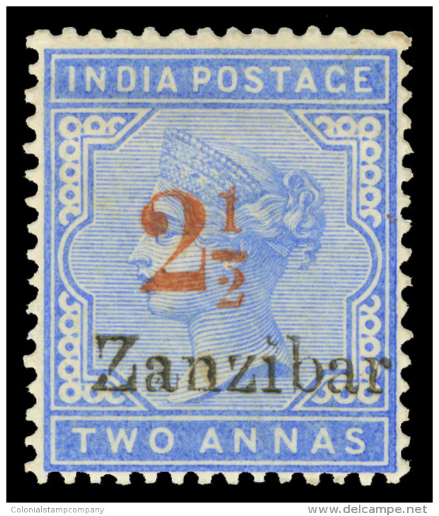 *        31 (27) 1896 2&frac12;a On 2a Pale Blue Q Victoria^ Stamp Of India, Red Scott Surcharge Type E (SG Type... - Zanzibar (...-1963)