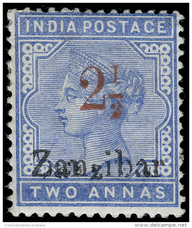 *        30c (26l) 1896 2&frac12; On 2a6p Ultramarine Q Victoria Stamp Of India^, Surcharge Sc Type D (SG Type 6),... - Zanzibar (...-1963)