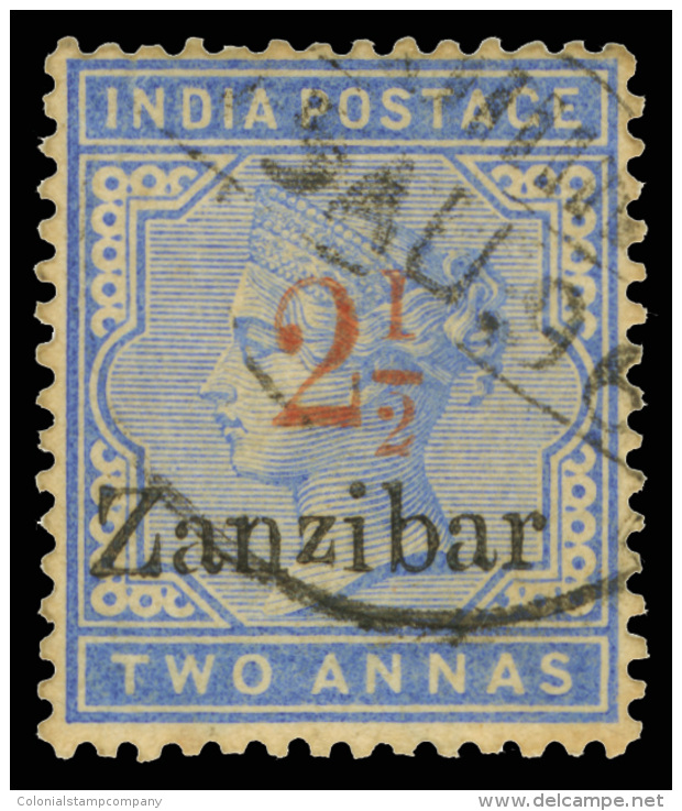 O        30b Var Footnoted (26kD) 1896 2&frac12; On 2a6p Ultramarine Q Victoria^ Stamp Of India, Red SG Type 6... - Zanzibar (...-1963)