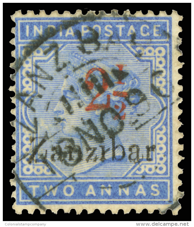 O        30a (26j) 1896 2&frac12; On 2a Pale Blue Q Victoria^ Stamp Of India, Red SG Type 6 Surcharge (Scott Type... - Zanzibar (...-1963)