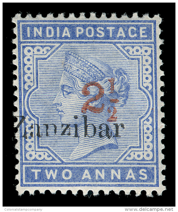 **       28A Var Footnoted (39D) 1898 2&frac12;a On 2a Dull Blue Q Victoria^ Stamp Of India, Red SG Surcharge Type... - Zanzibar (...-1963)