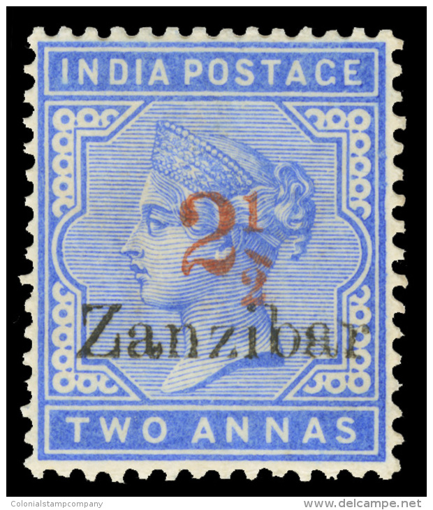 *        28-29 (38-40) 1898 2&frac12; On 2a Dull Blue Q Victoria^ Stamp Of India Overprinted "Zanzibar" And... - Zanzibar (...-1963)