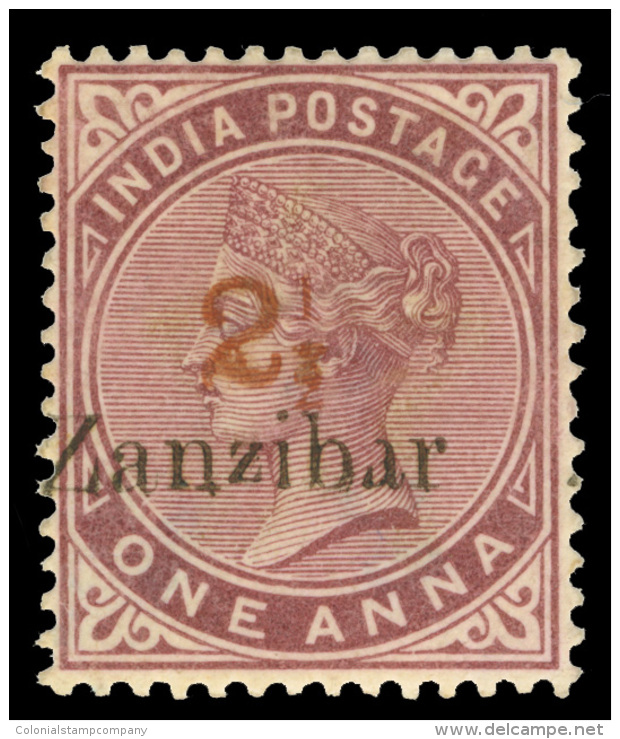 *        22 (33) 1898 2&frac12;a On 1a Plum Q Victoria^ Stamp Of India, Red SG Type 4 Surcharge (Scott Type B), Key... - Zanzibar (...-1963)