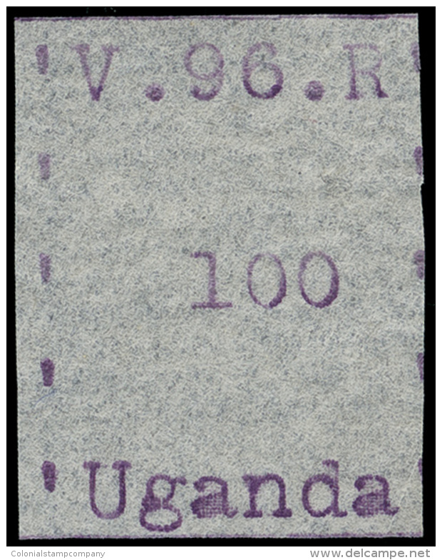 *        53 (53) 1896 100c Violet "VR" Missionary^ Typewritten, Narrow Format, Narrow Letters (16-18mm), Imperf,... - Uganda (...-1962)