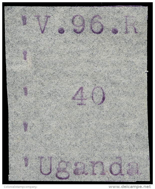 *        50 (50) 1896 40c Violet "VR" Missionary^ Typewritten, Narrow Format, Narrow Letters (16-18mm), Imperf,... - Uganda (...-1962)