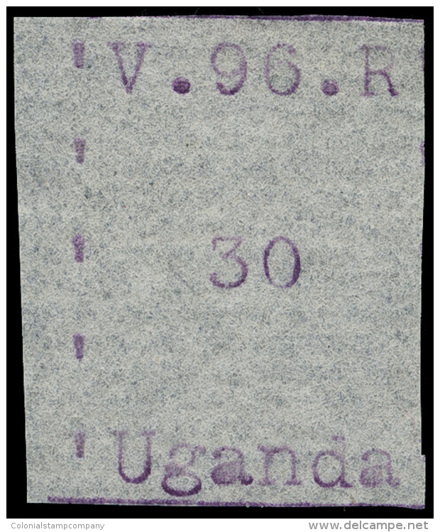 *        49 (49) 1896 30c Violet "VR" Missionary^ Typewritten, Narrow Format, Narrow Letters (16-18mm), Imperf,... - Ouganda (...-1962)