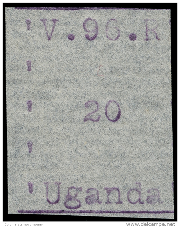 *        47 (47) 1896 20c Violet "VR" Missionary^ Typewritten, Narrow Format, Narrow Letters (16-18mm), Imperf,... - Uganda (...-1962)