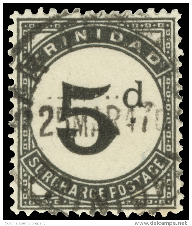 O        J5 (D22) 1944 5d Black Postage Due^, Wmkd Script CA, Perf 14, Very Scarce And Undercatalogued Used As It... - Trinité & Tobago (...-1961)