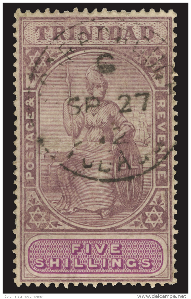 O        101 (144) 1907 Deep Purple And Mauve Britannia^ On Chalk-surfaced Paper,  Wmkd MCA, Perf 14, Substantially... - Trinité & Tobago (...-1961)