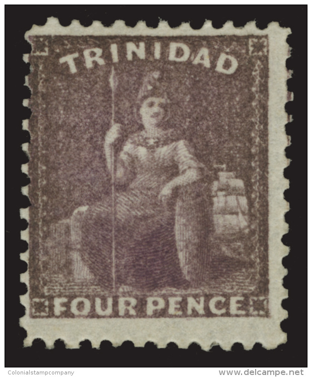 *        40 (61) 1863 4d Deep Purple Britannia^ On Thick Paper, Unwmkd, Perf 11&frac12;, 12, OG, VLH, F-VF Scott... - Trinité & Tobago (...-1961)