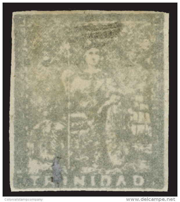 O        12 (19) 1860 (1d) Grey To Bluish Grey Lithographed Britannia^, Fifth Issue, Worn Impression, Imperf, Four... - Trinité & Tobago (...-1961)