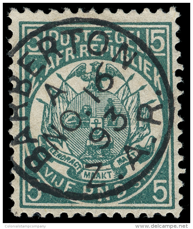 O        135 (187) 1892 &pound;5 Deep Green Coat Of Arms^, Unwmkd, Perf 12&frac12;, Rare, As Most Existing Examples... - Transvaal (1870-1909)