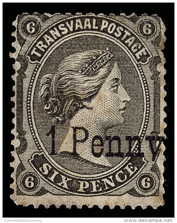 *        117 (144) 1879 1d On 6d Black-brown Q Victoria^ Provisional Overprint SG Type 14 In Black, Scarcest Type... - Transvaal (1870-1909)
