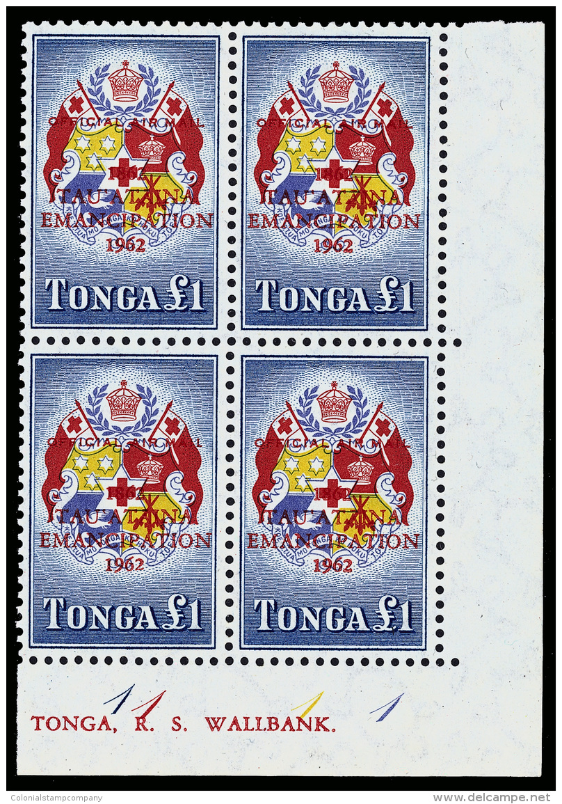 **/[+]   CO1-6 (O11-16) 1962 2d-&pound;1 Century Of Emancipation^ "OFFICIAL AIRMAIL" Overprinted SG Type O3 In Red,... - Tonga (...-1970)