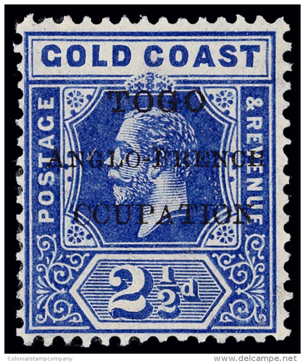 *        69 Var Footnoted (H37f) 1915 2&frac12;d Bright Blue K George V Stamp Of Gold Coast^, "TOGO Anglo-French... - Autres & Non Classés