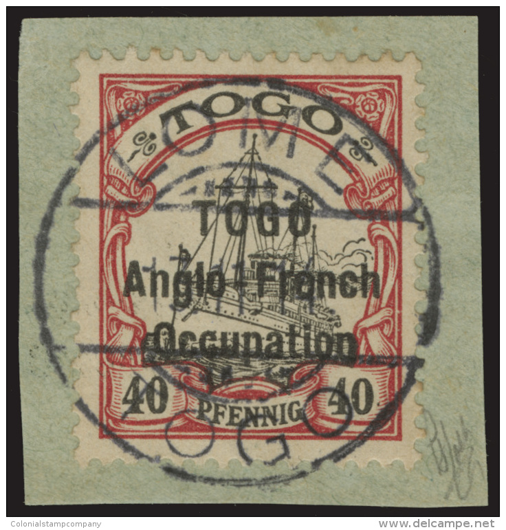 /\       54 (H20) 1914 40pf Black And Carmine Yacht Overprinted "TOGO Anglo-French Occupation", Second (narrow)... - Autres & Non Classés