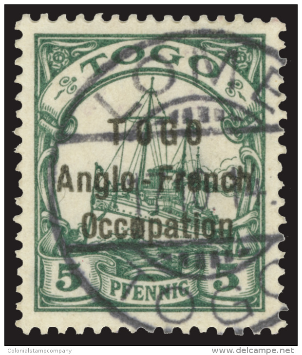 O        49 (H15) 1914 5pf Green Kaiser's Yacht^ Overprinted "TOGO Anglo-French Occupation, Second (narrow)... - Sonstige & Ohne Zuordnung