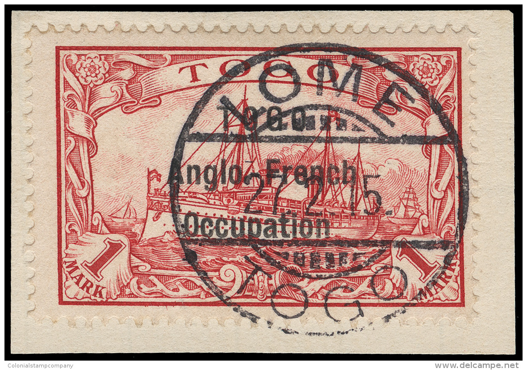 /\       44 (H10) 1914 1M Carmine Yacht^ Overprinted "TOGO Anglo-French Occupation", First (3mm) Setting, Only 50... - Autres & Non Classés