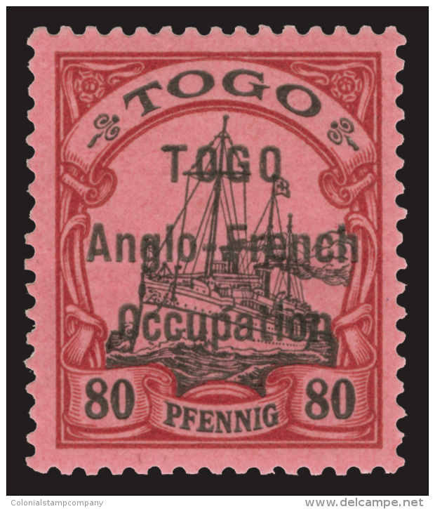 *        43 (H9) 1914 80pf Black And Carmine On Rose Kaiser's Yacht^, Overprinted "TOGO Anglo-French Occupation",... - Andere & Zonder Classificatie