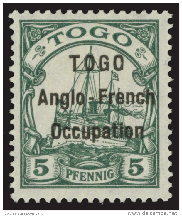 *        36 (H2) 1914 5pf Green Kaiser's Yacht^, Overprinted "TOGO Anglo-French Occupation", First (wide) Setting... - Autres & Non Classés