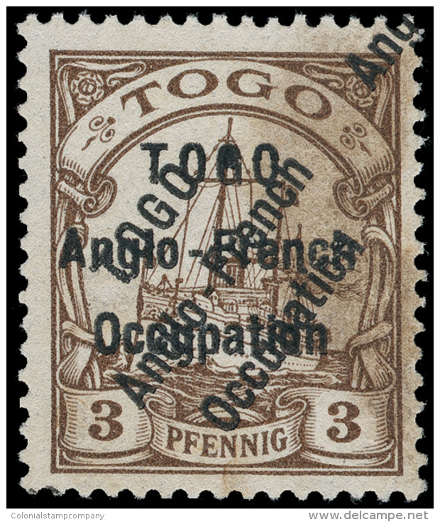 *        35 Var (H1 Var) 1914 3pf Brown Kaiser's Yacht^ With The Very Rare "TOGO Anglo-French Occupation Double... - Autres & Non Classés