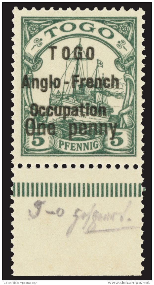 **       34 (H13) 1914 1d On 5pf Green Kaiser's Yacht^, First (wide) Setting Overprint, Only 688 Issued,... - Autres & Non Classés