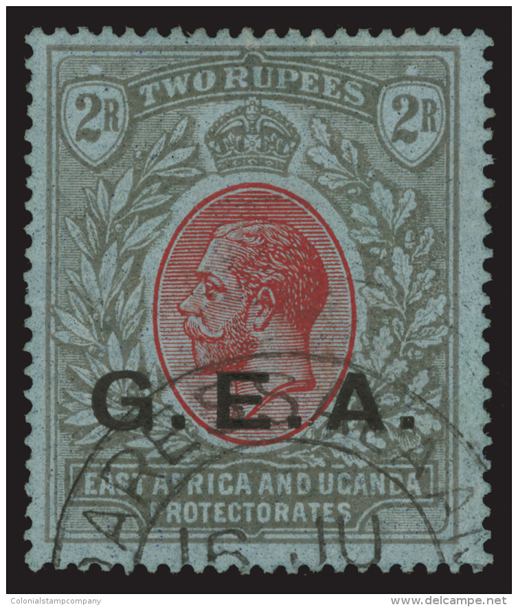 O        4 (66) 1921 2R Red And Black On Blue K George V^ Of East Africa And Uganda Overprinted "G.E.A." SG Type 2,... - Tanganyika (...-1932)